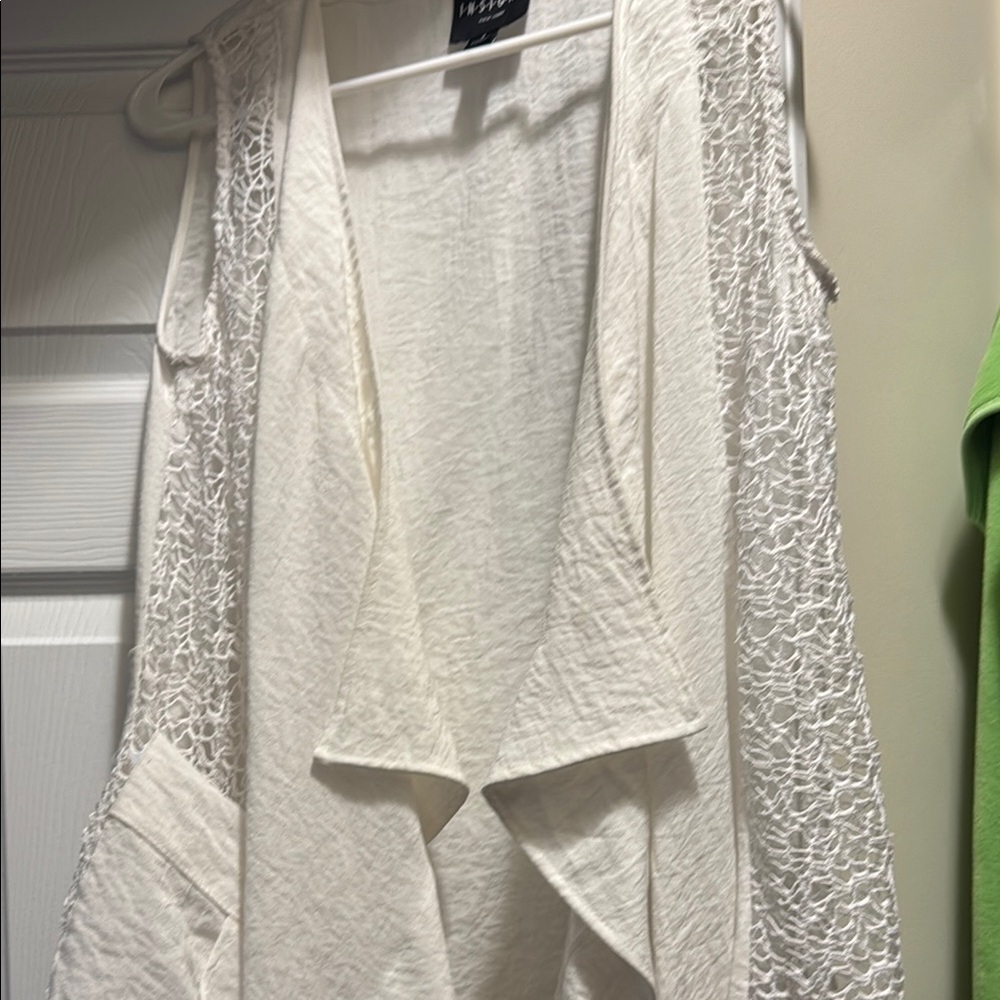 Ivory Lace Open Front Vest coverup